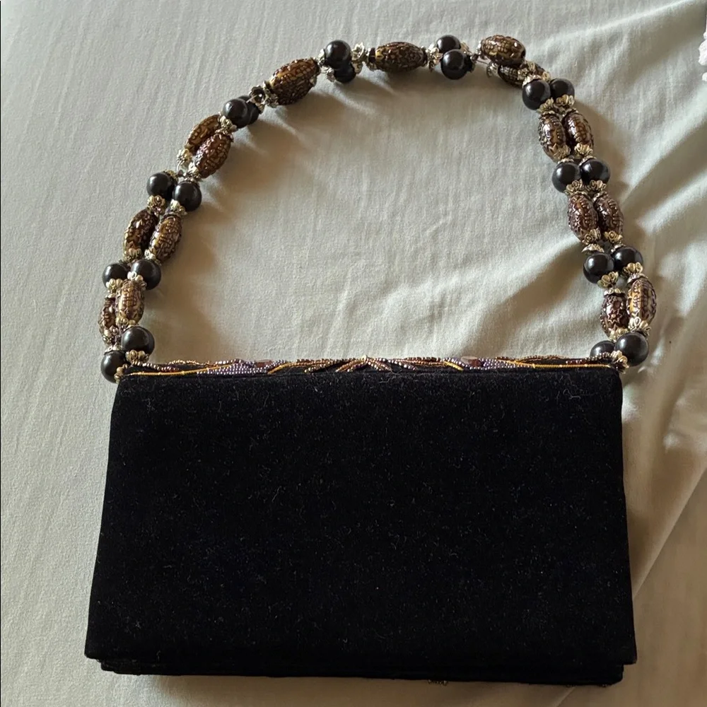 The Pyramid Collection Black and Red Beaded Clutch